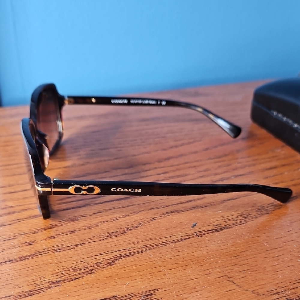 Coach Rectangular Tortoise Shell Sunglasses - Picture 4 of 12